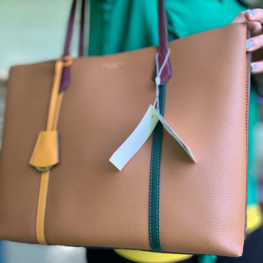 ⛔️SOLD⛔️Auth.TORY BURCH LEATHER TRI COLOR TOTE - Picture 13 of 16